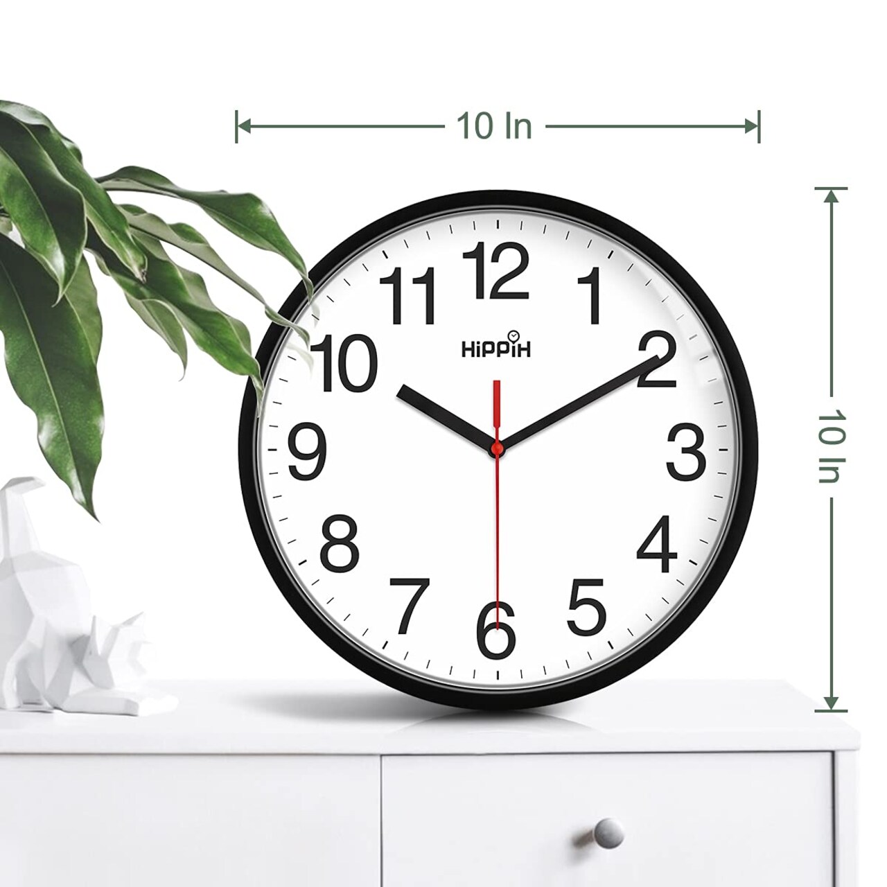 Clock Black Wall Clock Silent Non Ticking Quality Quartz - 10 Inch Round Easy to Read for Home Office & School Decor Clock
